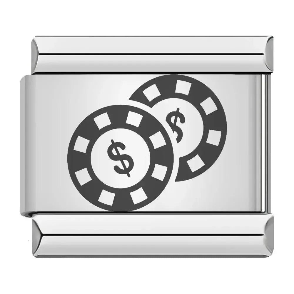 2 Casino Tokens, on Silver - Charms Official