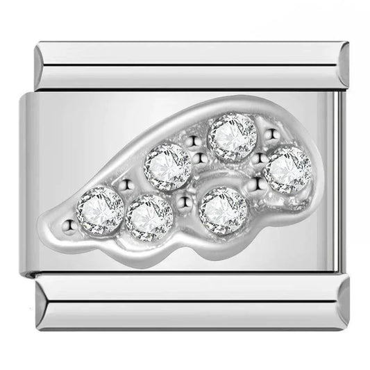 Angel Wing, in Silver with White Stones - Charms Official