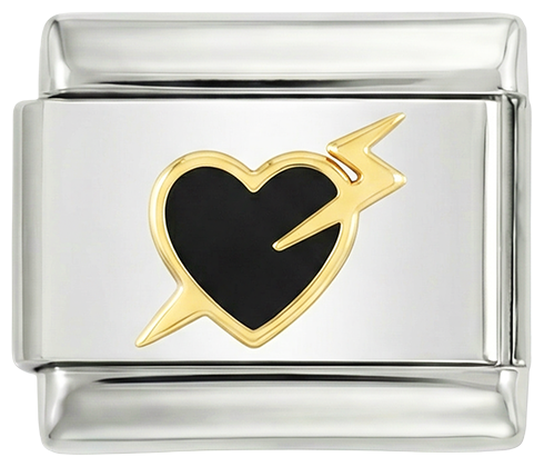 Black Heart in Gold, on Silver - black-heart-in-gold-on-silver.png