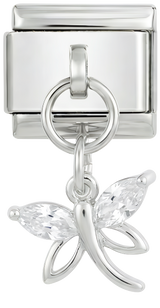 Libellule avec cristaux en argent
