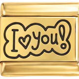 Nog toe te voegen - I Love You! in zwart in een bubbel op goud