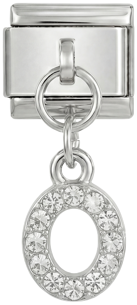 Letter O with stones, Hanging, on Silver - Letter-O-with-stones-hanging-on-silver.png
