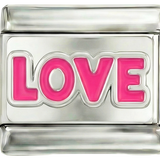 Love Written in Pink on Silver