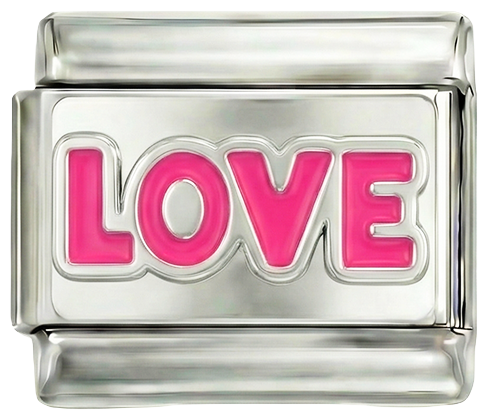 Nog toe te voegen - 'Love' in roze op zilver