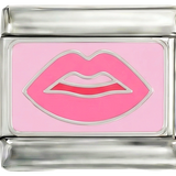 Pink-Lippen auf Silber
