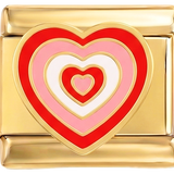 Wird noch hinzugefügt - rote und rosa Herzen auf Gold