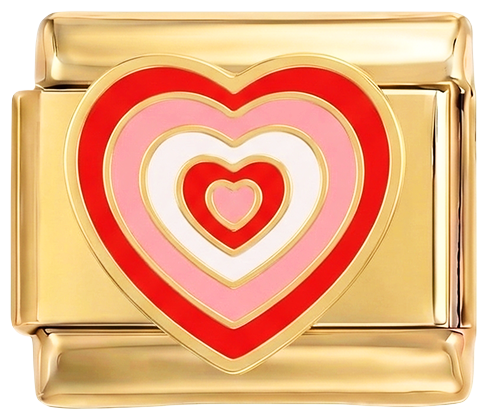 Wird noch hinzugefügt - rote und rosa Herzen auf Gold