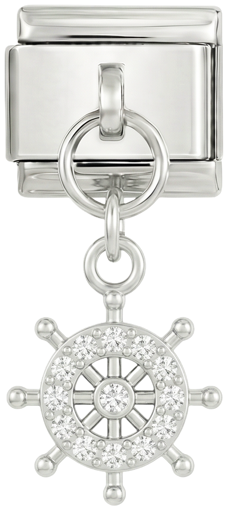 Nog toe te voegen - scheepsstuurwiel met stenen, gezet in zilver