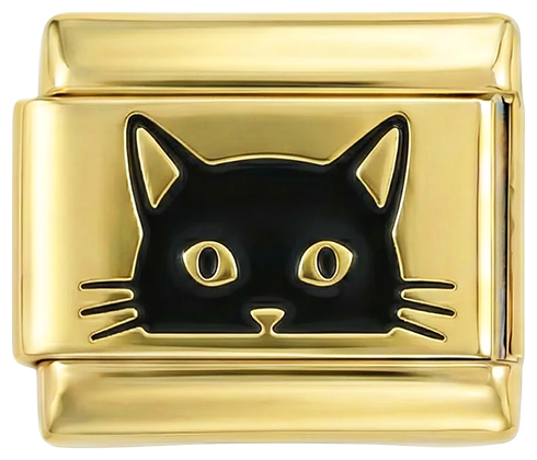 Schwarzes Katzen Gesicht auf Gold
