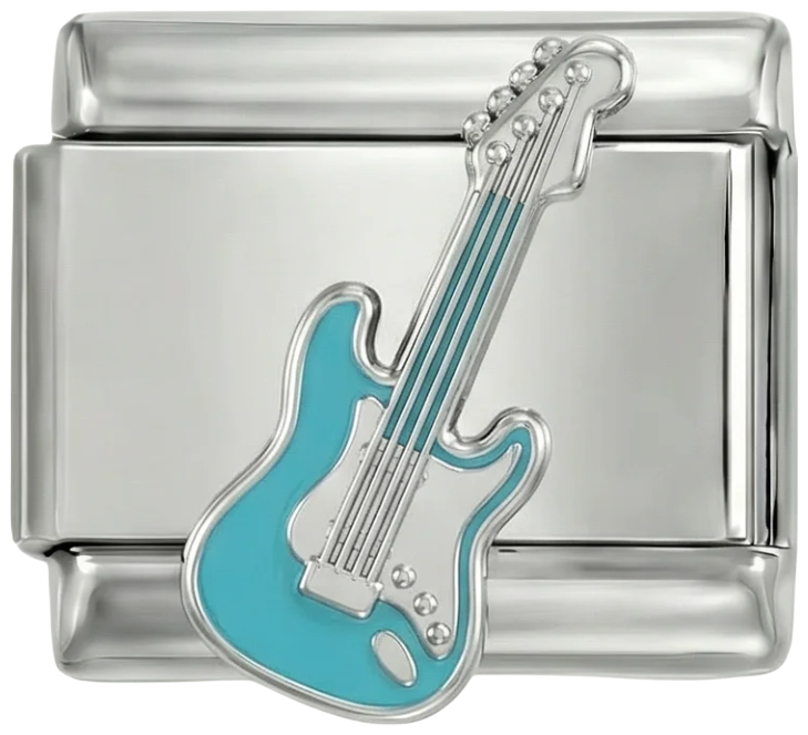 Blue Electric Guitar on Silver