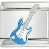 Blaue E-Gitarre auf Silber