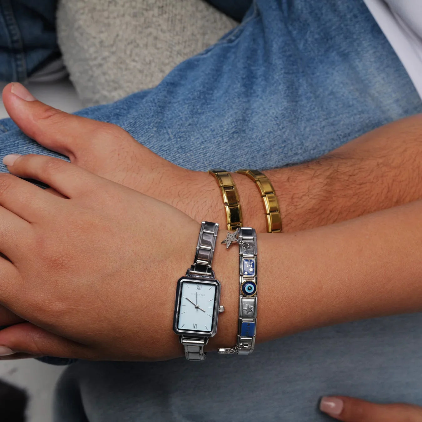 Como – Zilverkleurig met blauwe wijzerplaat