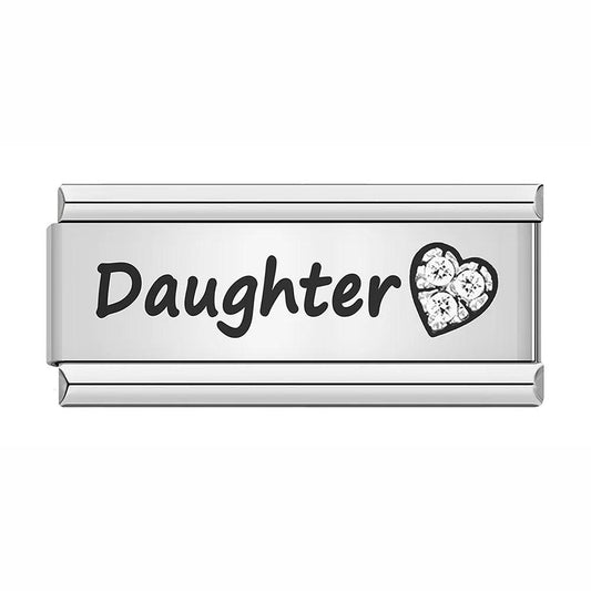 Daughter with Heart, on Silver - Charms Official