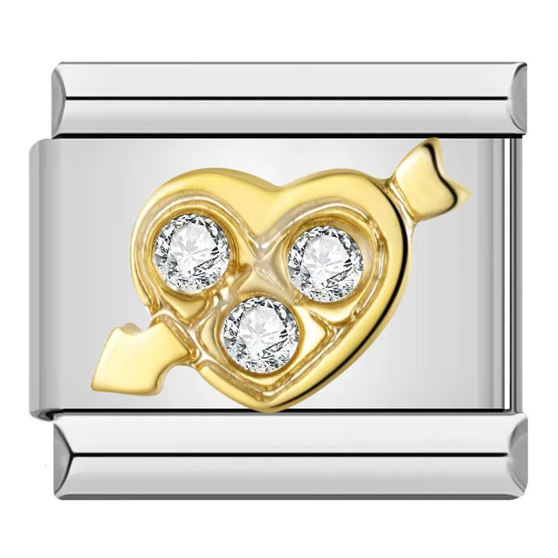 Heart of Gold with Its Stones Pierced by an Arrow - Charms Official