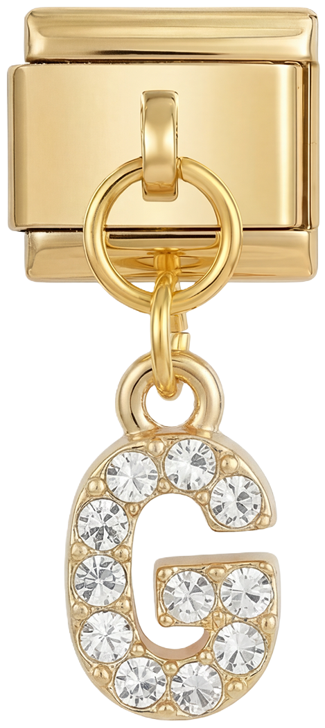 Letter G with stones, Hanging, on Gold - letter-g-with-stones-hanging-on-gold.png