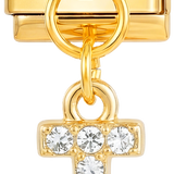 À AJOUTER - Lettre T avec pierres, suspendue, sur or